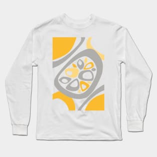 Mid Century Modern Abstract Shapes Yellow, Grey Long Sleeve T-Shirt